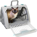 Sport Pet Designs Foldable Travel Cat Carrier - Front Door Plastic Collapsible Carrier Collection, Waterproof Bed