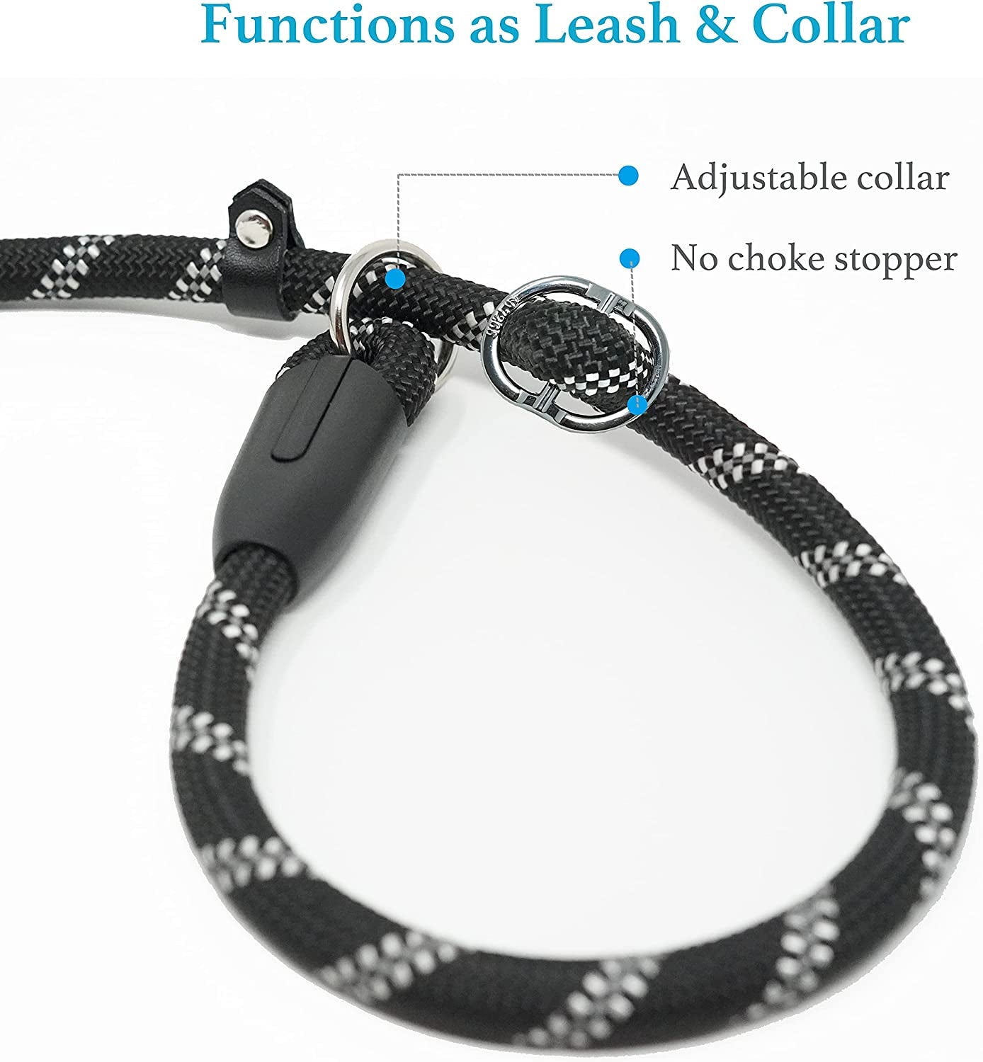 Durable No-Pull Slip Lead Dog Leash – Padded Handle & Reflective Threads for Training 