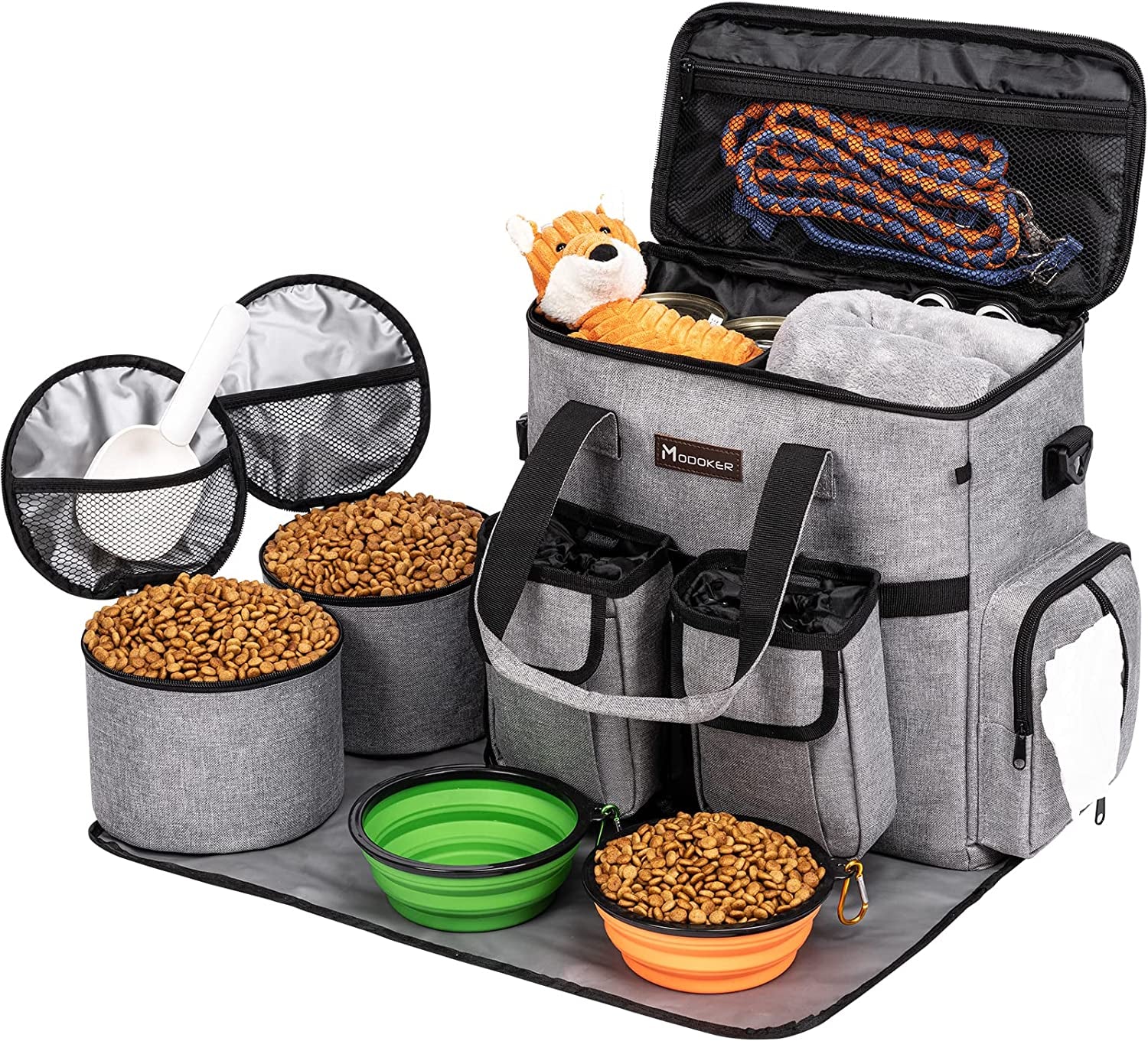 Dog Travel Bag – Airline-Approved Pet Travel Set with Food Containers, Collapsible Bowls & Feeding Mat