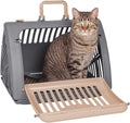 Sport Pet Designs Foldable Travel Cat Carrier - Front Door Plastic Collapsible Carrier Collection, Waterproof Bed