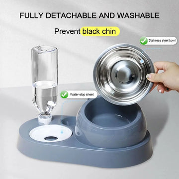 2-in-1 Cat & Dog Bowl with Automatic Water Dispenser