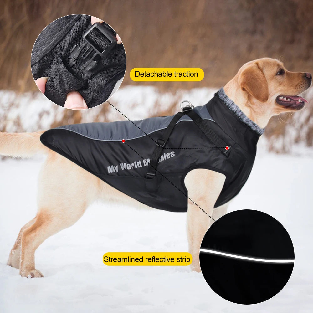 Madden Winter XL-6XL Large Dog Clothes Waterproof Big Dog Jacket Vest with High Collar Warm Pet Dog Coat Clothing