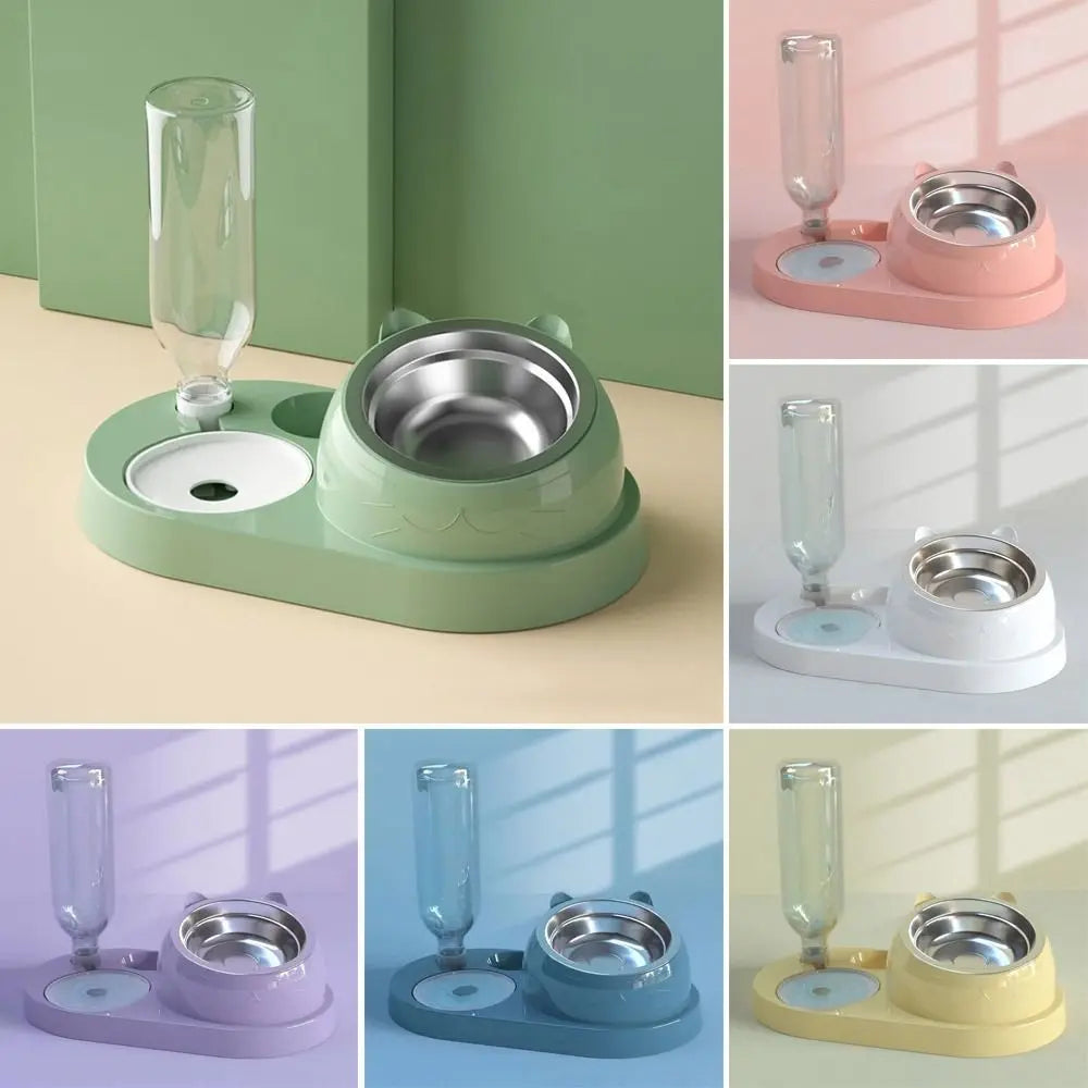 2-in-1 Cat & Dog Bowl with Automatic Water Dispenser