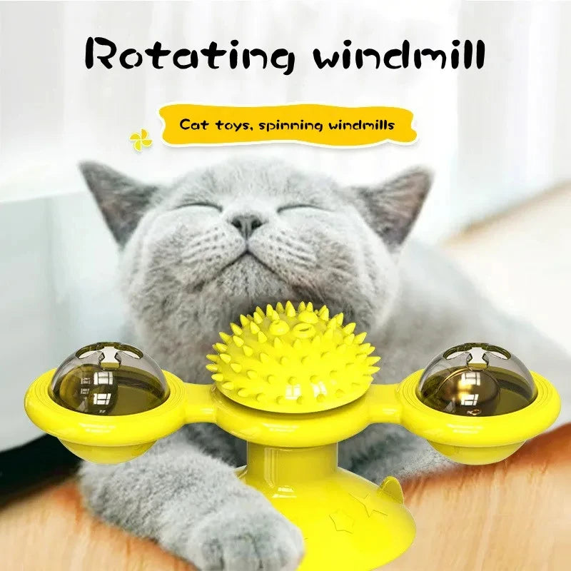 Windmill Interactive Cat & Dog Toy – Spinning Turntable with Freeze-Dried Catnip